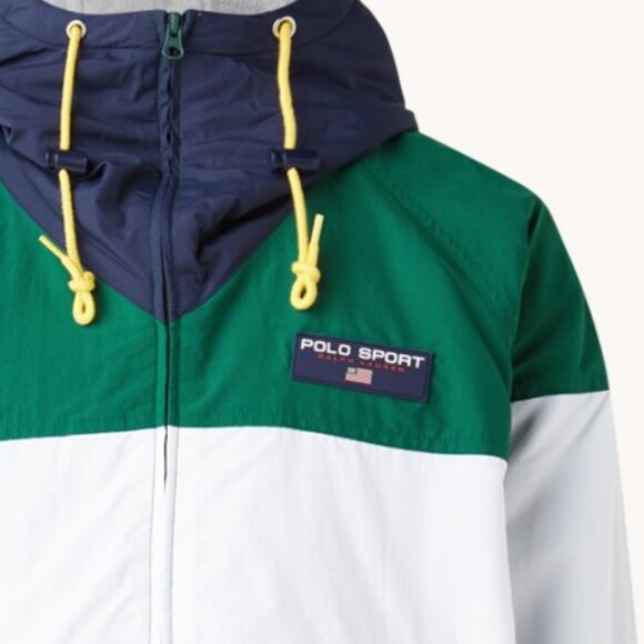 Polo Sport Fleece-lined Jacket In White/cruise Nvy/forest (size Sm) - Picture 2 of 7